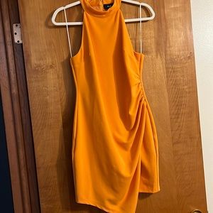 Orange halter mini dress